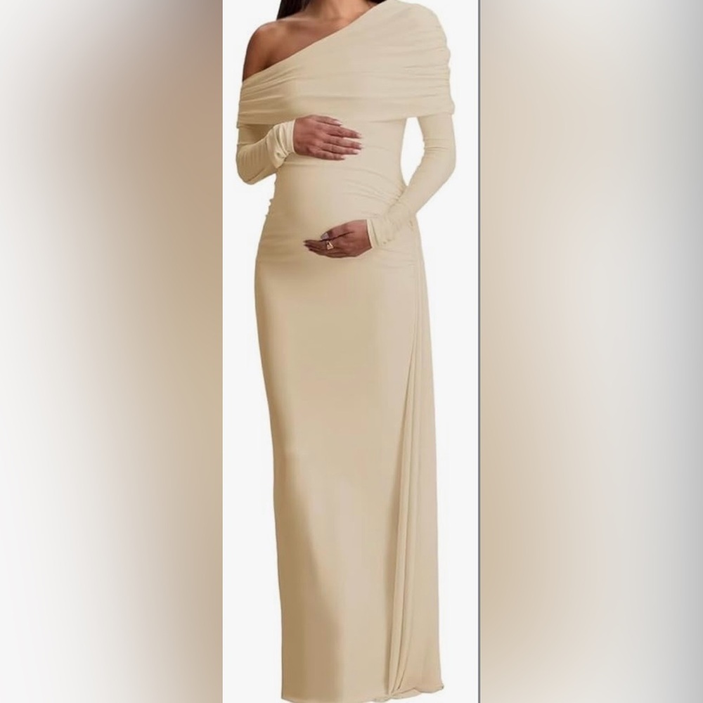 Mermaid One Shoulder Maternity Dresses Satin Long Baby Shower Dress